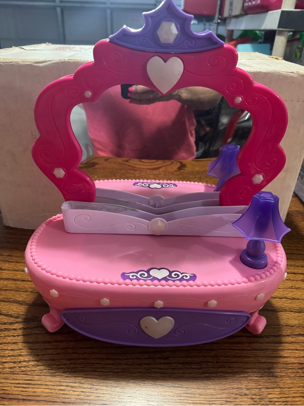 Pink & Purple lights up Kids Vanity Playset - Toy Dresser with Mirror